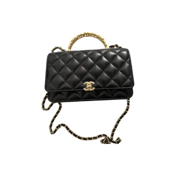 CHANEL Shiny Lambskin Shoulder Bag, Crossbody Bag, Handbag Wallet Women's Black