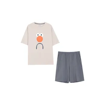 Red Beans At Home Pajama Set Men's Light Coffee