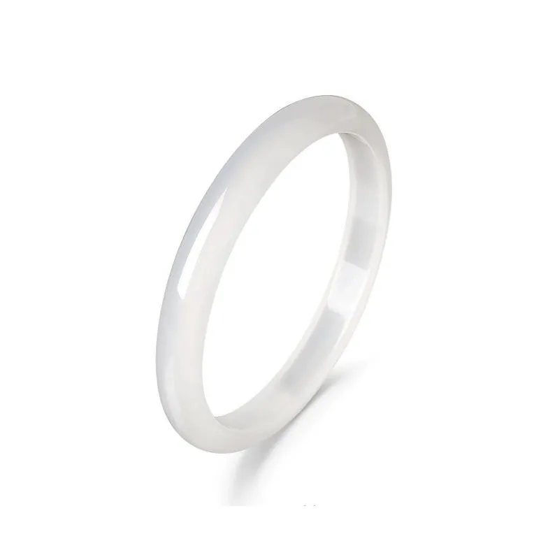 Artisan Lock Heart Jade Chalcedony Bangles Women's-0