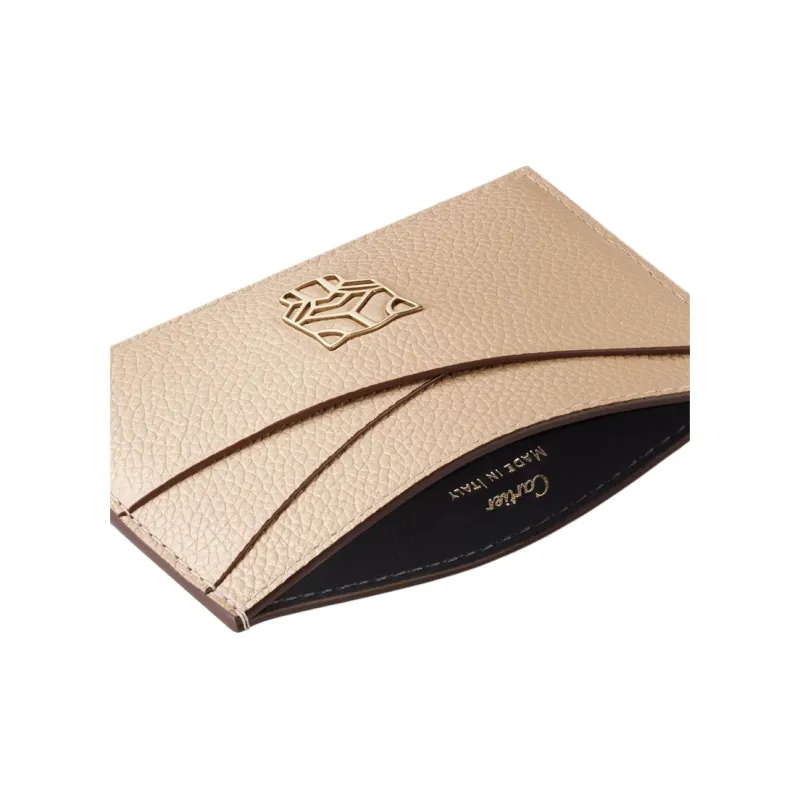 CARTIER Panthere De Cartier Collection Panther Collection Textured Calfskin Card Holder Women's Light Beige-2