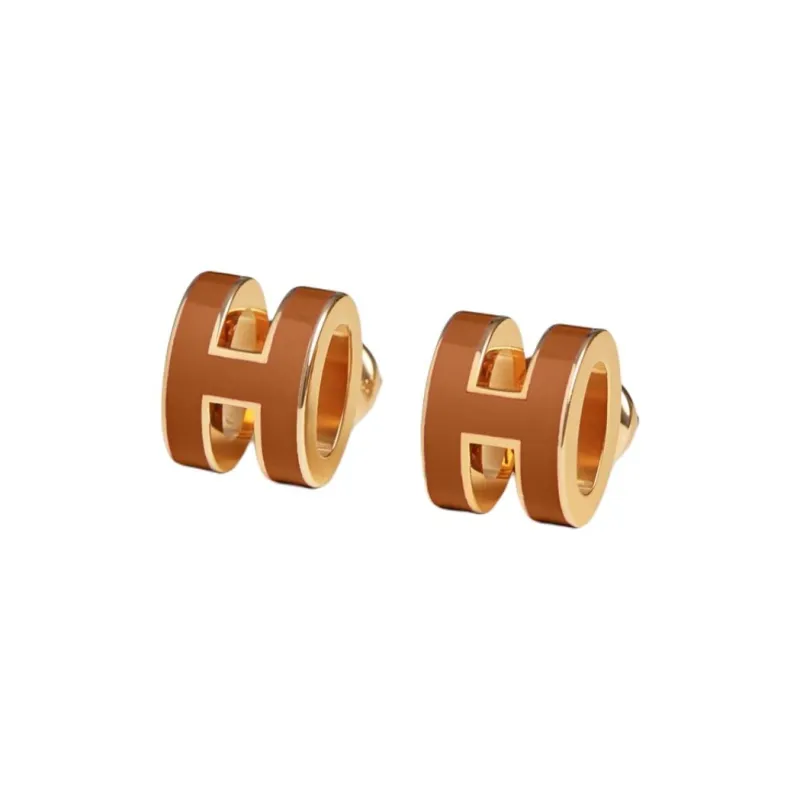 HERMES Metal Earrings Women's New Gold-0