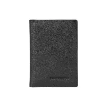 Sharkborough Vegetable Tanned Cow Leather Card Holder, Coin Purse Men's Black