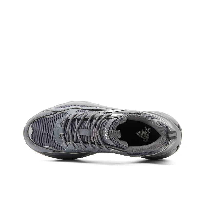 PEAK Taichi Puffy Shoes Cushioning Rebound Height Increasing Slip Resistant Low Top Casual Shoes Men's Paloma Gray-3