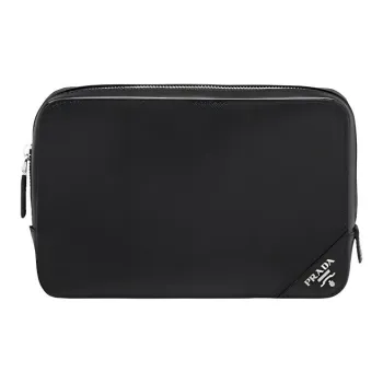 PRADA Cow Leather Clutch Men's Black