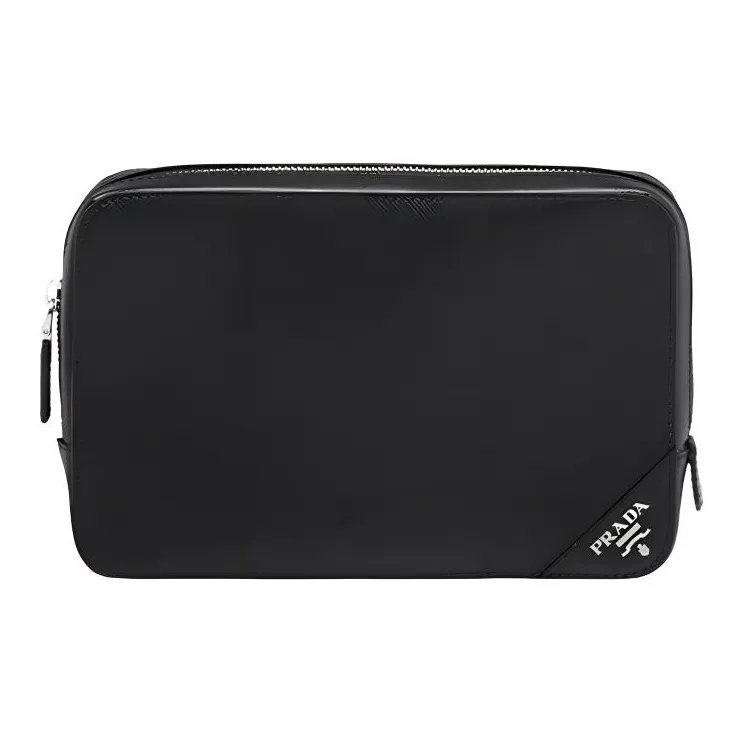 PRADA Cow Leather Clutch Men's Black-0