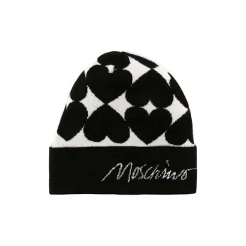 MOSCHINO Heart-jacquard Wool-blend Beanie