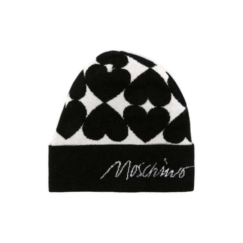 MOSCHINO Heart-jacquard Wool-blend Beanie-0
