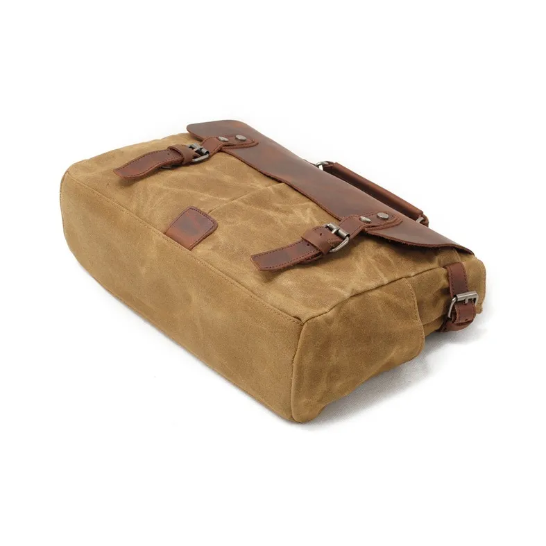 TTaG．baG Leather With Batik Canvas Bag, Crossbody Handbag Regular Men's Khaki/Black/Dark Gray/Army Green-1