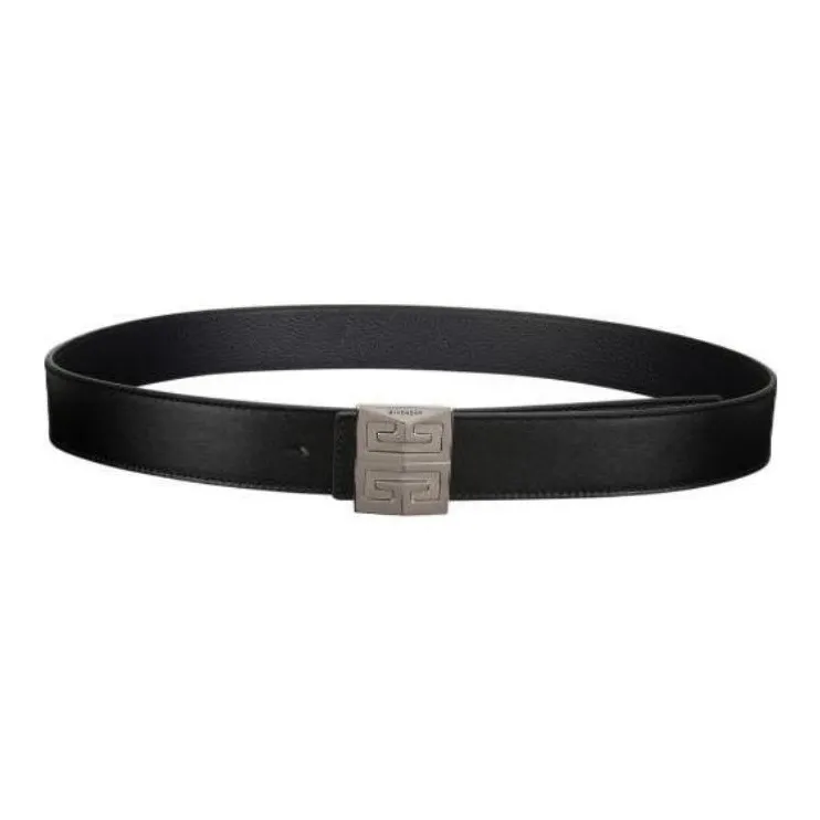 GIVENCHY Logo Identification Calfskin Leather Belts Men's Black-0