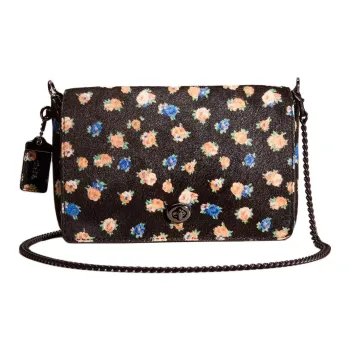COACH Dinky Calfskin Shoulder Bag Crossbody Bag Women's Tea Rose Black