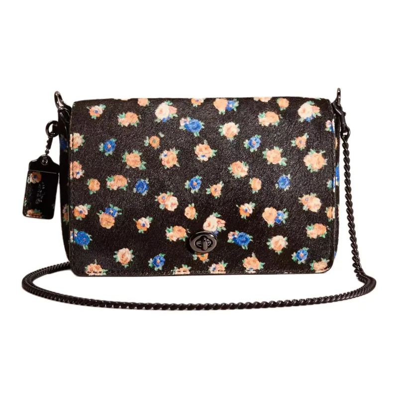 COACH Dinky Calfskin Shoulder Bag Crossbody Bag Women's Tea Rose Black-0