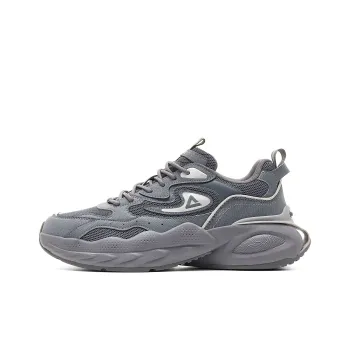 PEAK Taichi Puffy Shoes Cushioning Rebound Height Increasing Slip-Resistant Low-Top Casual Shoes Men's Paloma Gray