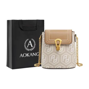 AOKANG PVC Crossbody Shoulder Bag Medium Size Women's Coconut Milk White/Cocoa Coffee