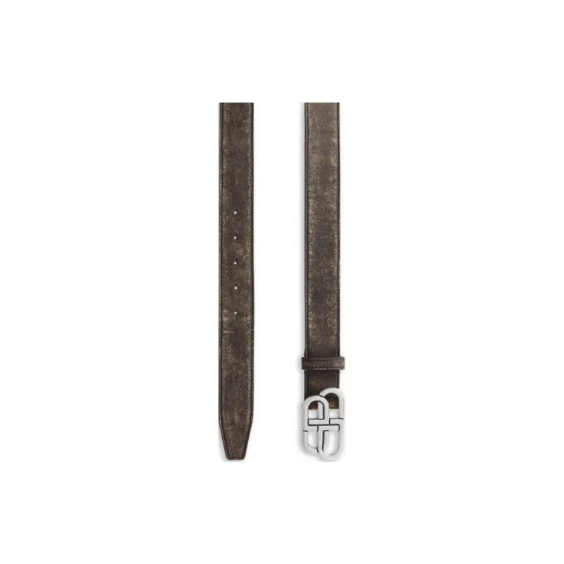 Balenciaga Concave And Convex Details Lambskin Leather Belts Men's Brown Width 3.5CM-1