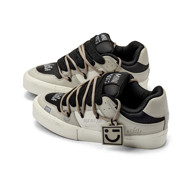 MINISO Low Top Skateboard Shoes Unisex Beige Brown-2