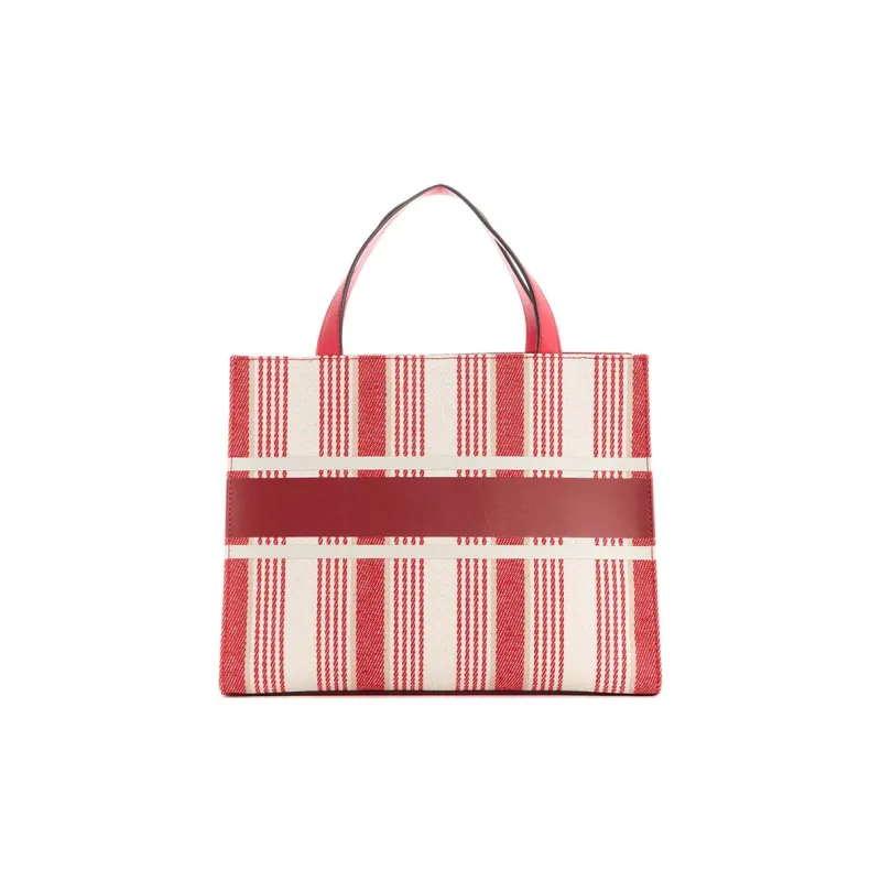 GUESS Cotton Tote Bag Shopping Bag Shoulder Bag Crossbody Bag Handbag Small Size Women's Red-2