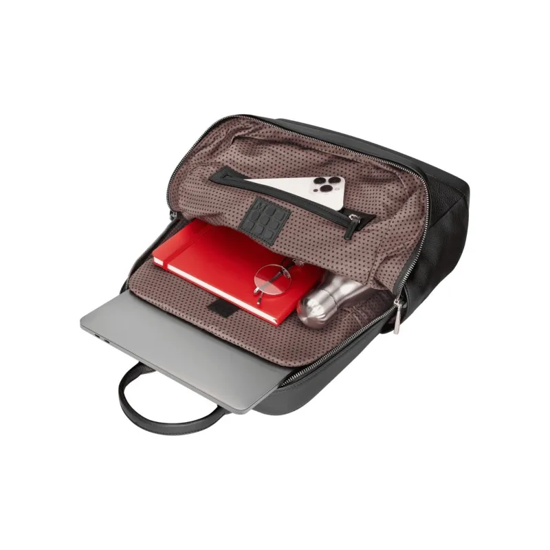MOLESKINE Grained Cow Leather Backpack Men's Black-4