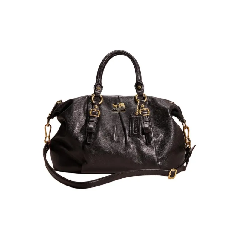 COACH Madison Leather Shoulder Bag Crossbody Bag Handbag Large Size Women's Black-0