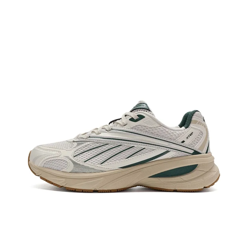 XTEP Small Basque Lightweight Low Top Casual Shoes Women's White Sand Gray/Forest Green-0