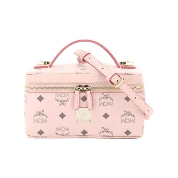 MCM Essential Visetos Origina Leather Makeup Box Style Box Bag, Handbag, Crossbody Bag, Shoulder Bag Women's Soft Pink