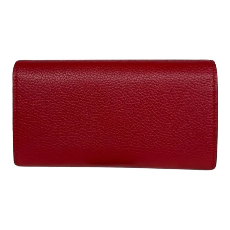 GUCCI Animalier Series Leather Wallet Women's Red-2