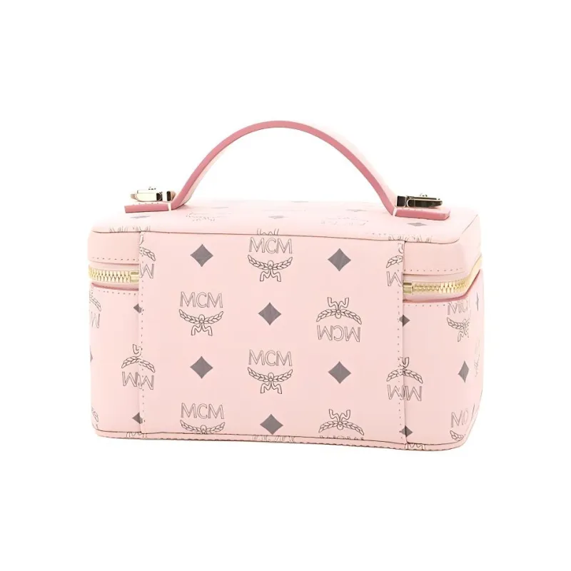 MCM Essential Visetos Origina Leather Makeup Box Style Box Bag, Handbag, Crossbody Bag, Shoulder Bag Women's Soft Pink-2