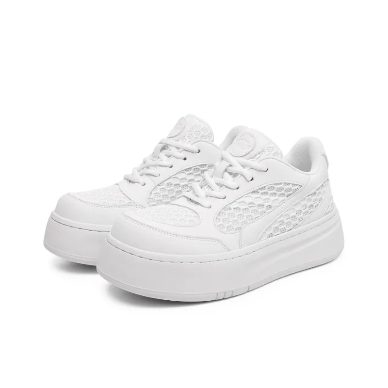 Angelmi Anti Slip Wear Resistant Low Top Skateboard Shoes Unisex White-1