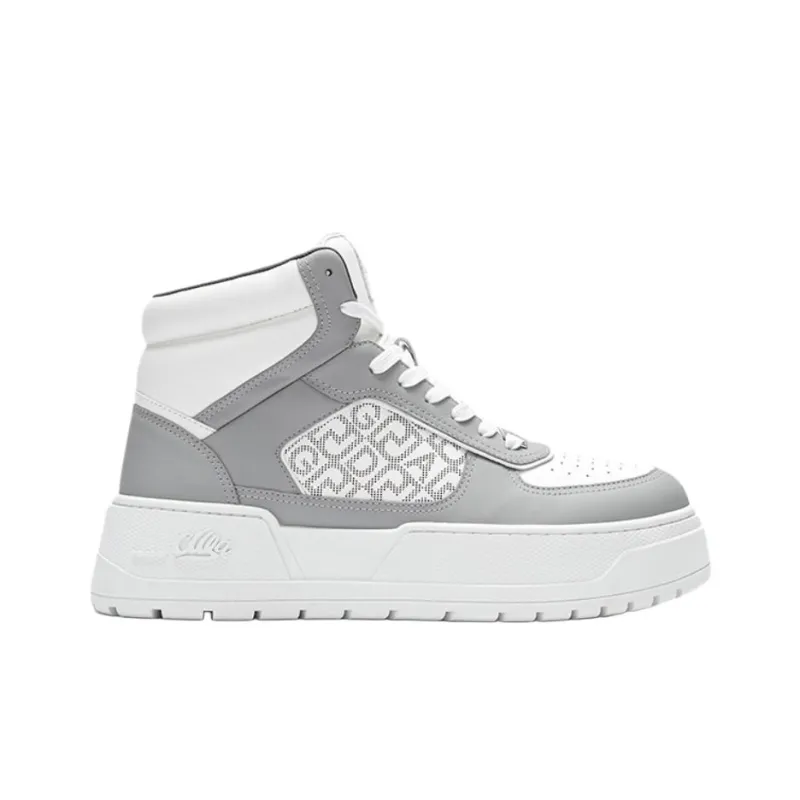 DEGAIA High-Top Skateboard Shoes Men's Raw White Light Gray-5