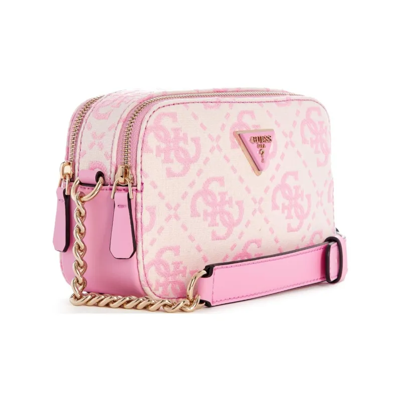 GUESS Fabric With Faux Leather Camera Bag Shoulder Bag Crossbody Bag Women's Pink-1