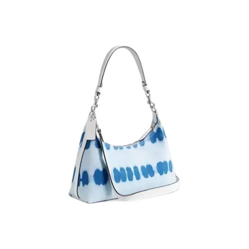 COACH Juliet Denim With Glove Tanned Leather Portable Crossbody Bag, Shoulder Bag Women's Silver With Denim Multicolor-1