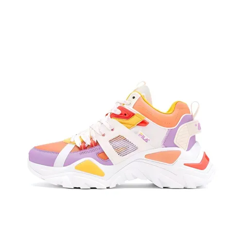 FILA Cage Chunky Sneakers Women's Mid-Top White/Yellow/Orange