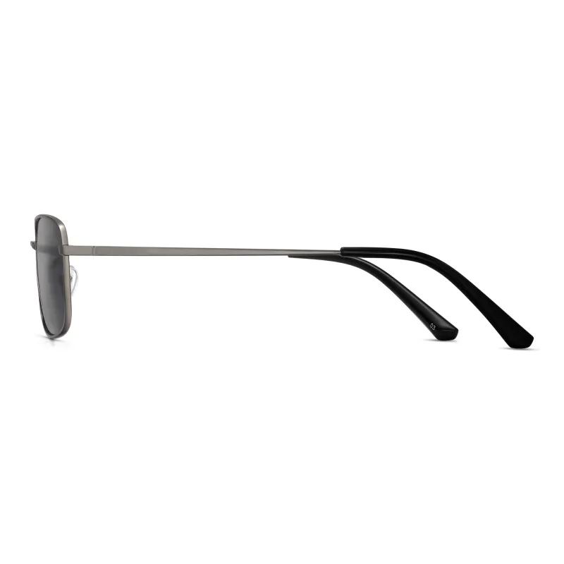 LOHO Alloy Rectangular Sunglasses Unisex Gunmetal-5
