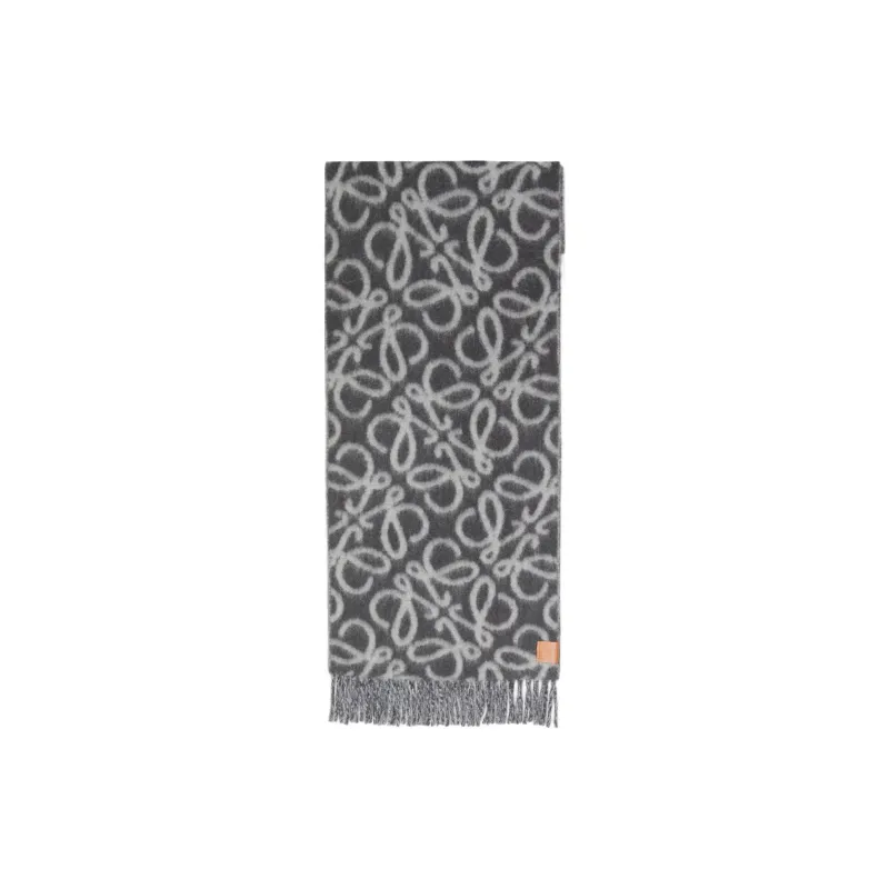 LOEWE Wool Knit Scarves Women's Gray-0