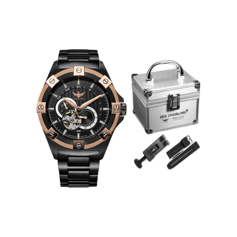 YELANG CHAO Trend Collection Automatic Mechanical Movement Stainless Steel Strap Watch Men's Watches Blue Dial-12