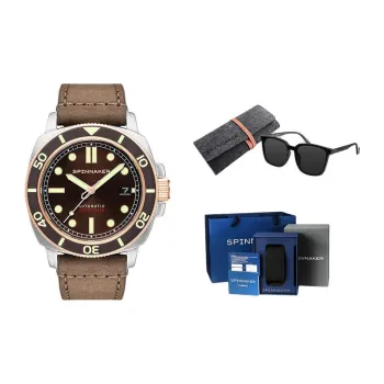 SPINNAKER Wrist Watch Mechanical Movement Genuine Leather Strap Coffee Watch Dial Men's Watches