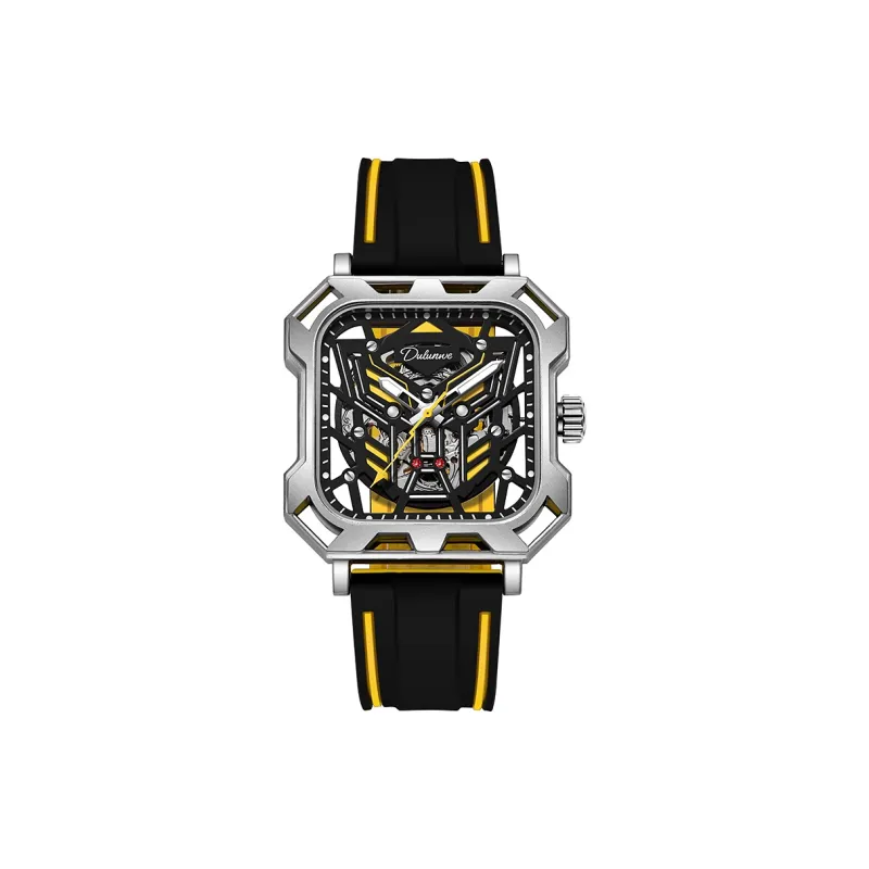 Dulunwe Space Mecha Collection Automatic Mechanical Movement Silicone Strap Watch Men's Watches Black Dial-6