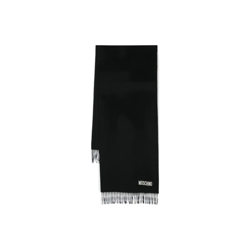 MOSCHINO Logo-embroidered Merino Wool Scarf-0