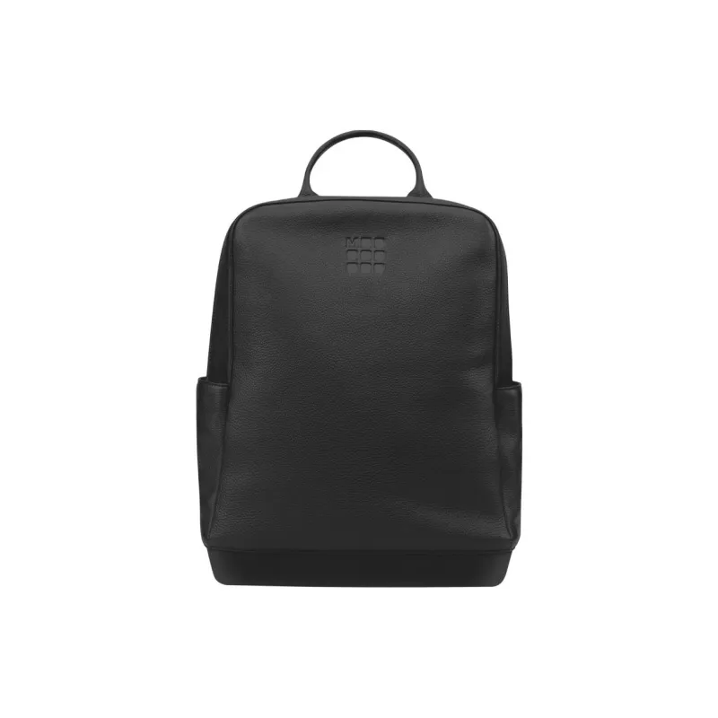 MOLESKINE Grained Cow Leather Backpack Men's Black-0