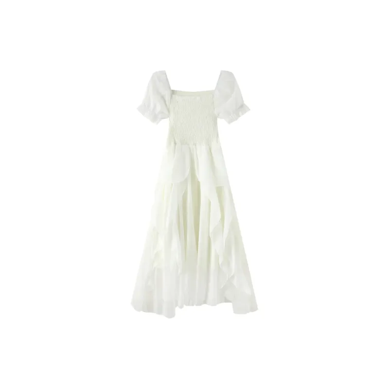 Zukizuki Short Sleeved Dresses Women's White-1
