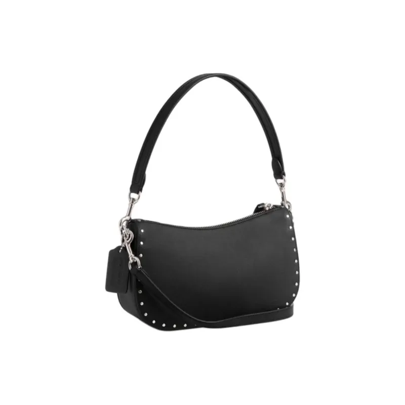 COACH Swinger Tanned Leather Portable Crossbody Bag, Shoulder Bag Women's Black-1