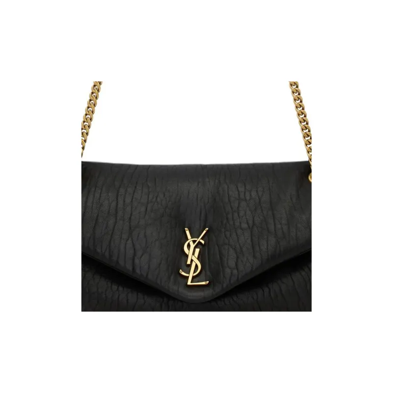 SAINT LAURENT Grained Sheepskin Handbag Shoulder Bag Women's Black-5