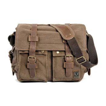 TTaG．baG Cowhide Patchwork Canvas Canvas Bag Crossbody Bag Regular Men's Light Coffee/Dark Coffee