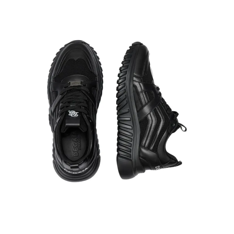 DEGAIA Low Top Casual Shoes Men's Black White, Black-11