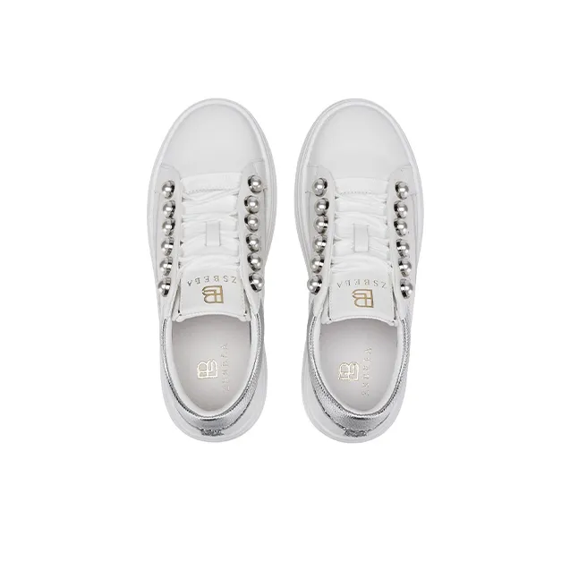 ZSBELLA Cushioning Height Increase Low Top Skateboard Shoes Women's White-3