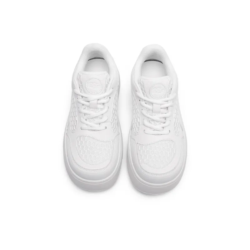 Angelmi Anti Slip Wear Resistant Low Top Skateboard Shoes Unisex White-3