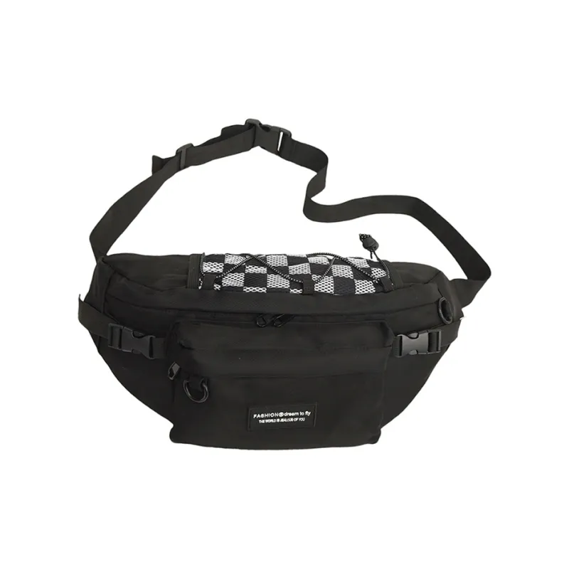 MOK Nylon Crossbody Bag Fanny Pack Sling Bag Unisex White/Black/Khaki-3