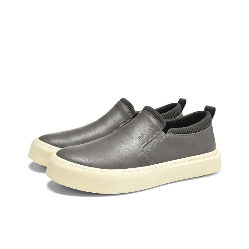 HLA Leather Vintage Fashion Casual Slip-on Skateboard Shoes Men's-1