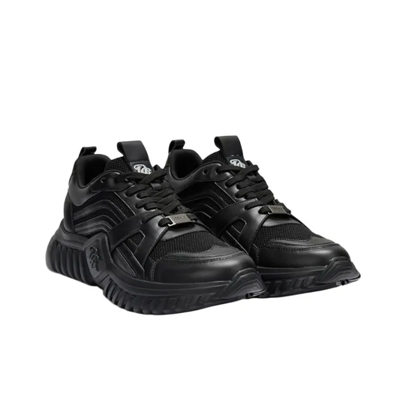 DEGAIA Low Top Casual Shoes Men's Black White, Black-10