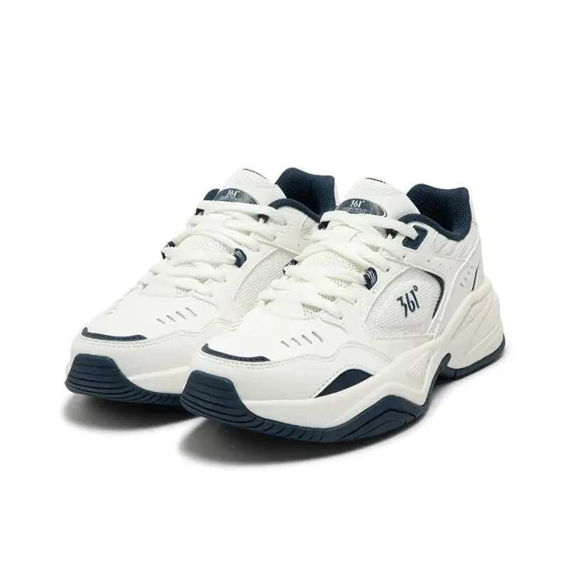 361° Sailing Series Wear-Resistant Slip-Resistant Low-Top Chunky Sneakers Women's White Blue-2