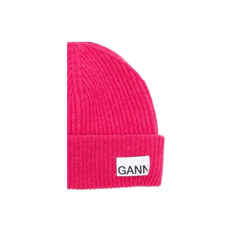 GANNI Logo-tag Knitted Beanie-2